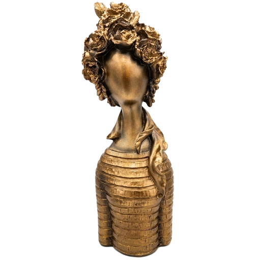 Figura Busto Dama Cabello Floreado Concepts 10X9X28 Cm Bronce 