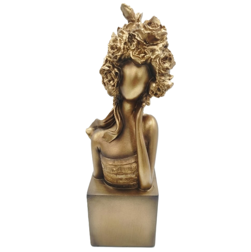 Figura Busto Dama Cabello Floreado Concepts 11X8X31 Cm Bronce