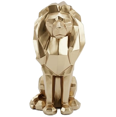 Figura Leon Sentado Low Poly Concepts 18.3X13.5X26.5 Cm Dorado