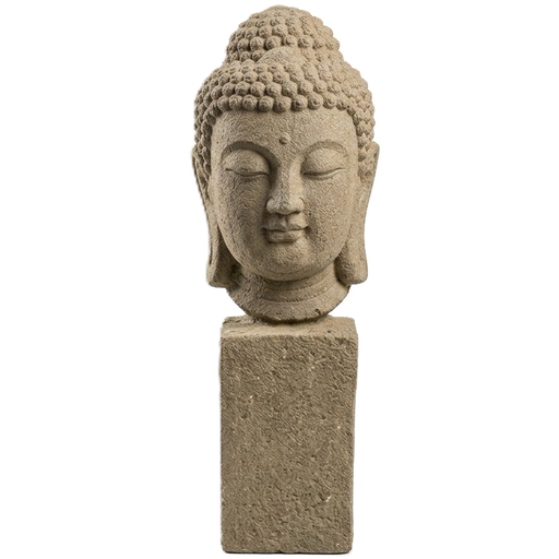 Figura Cabeza De Buda Casabella Con Pedestal 10.5X51X13.5 Cm Marron