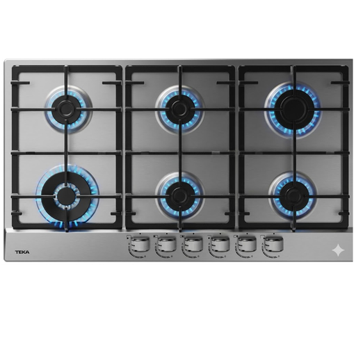 Tope A Gas 32" Teka Con Perillas Encendido Electrico Sistema De Seguridad Bloqueo Automatico Acero