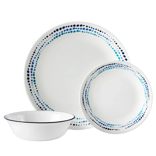 Juego De Vajilla Corelle Ocean Blues 12 Pzas De Vidrio Blanco Y Azul