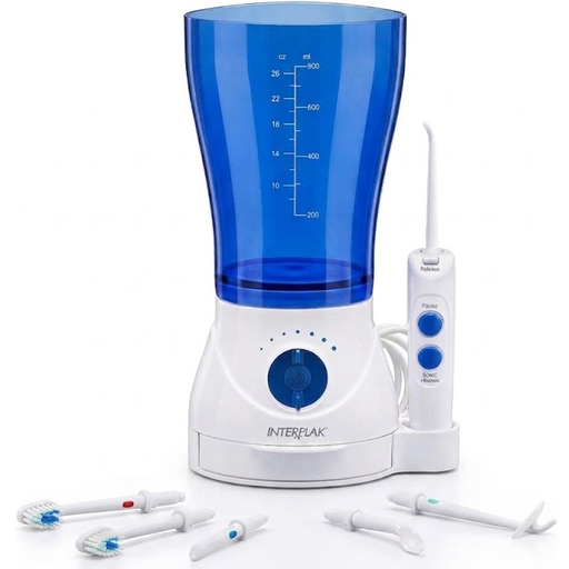 Sistema De Limpieza Dental Conair Portatil Con Tecnologia Sonica 7 Niveles 6 Boquillas Blanco Y Azul 