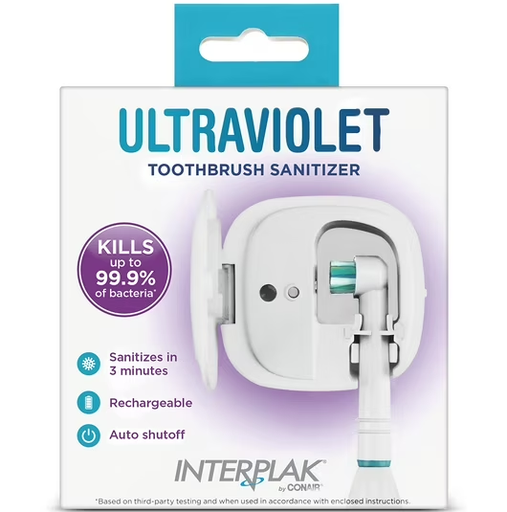 Esterilizador De Cepillos De Dientes Conair Interplak UV  Recargable Portatil Blanco 