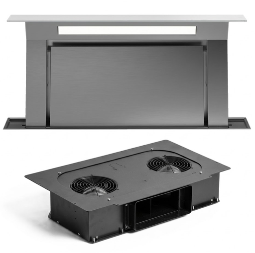 Campana De Isla 120 Cm Falmec Downdraft Telescopica Con Motor Slim Blanco