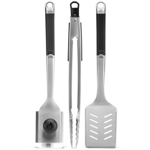 Juego De Utensilios De Cocina Napoleon Premium Para Parrilla Con Cepillo Pinzas Y Espatula Negro Y Acero