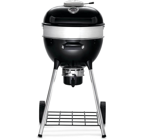 Parrillera A Carbon Napoleon Pro Redonda 46 Cm Con Ruedas Y Estantes Negro Y Acero