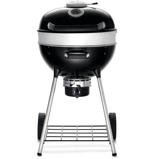 Parrillera A Carbon Napoleon Pro Redonda 56 Cm Con Ruedas Y Estantes Negro Y Acero