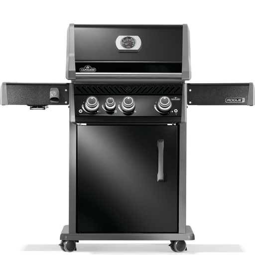 Parrillera A Gas Napoleon Rogue Pro 425 56000 Btu Con Quemador Lateral Infrarrojo Perillas Ruedas Y Estantes Negro