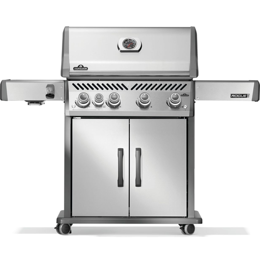 Parrillera A Gas Napoleon Rogue Pro 525 62000 Btu Con Quemador Lateral Infrarrojo Perillas Ruedas Y Estantes Acero