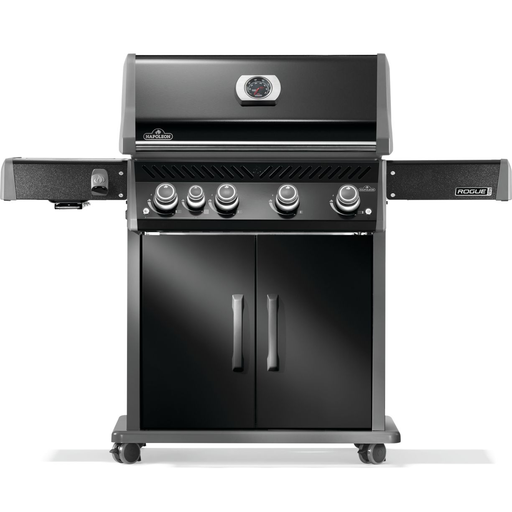 Parrillera A Gas Napoleon Rogue Pro 525 62000 Btu Con Quemador Lateral Infrarrojo Perillas Ruedas Y Estantes Negro