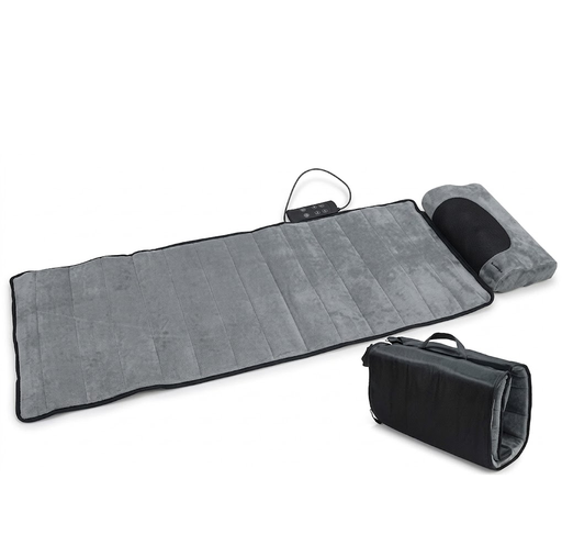 Colchoneta De Masaje Corporal Blaupunk Con Almohada Desmontable 3 Ajustes De Calor 6 Modos De Masaje Gris Y Negro