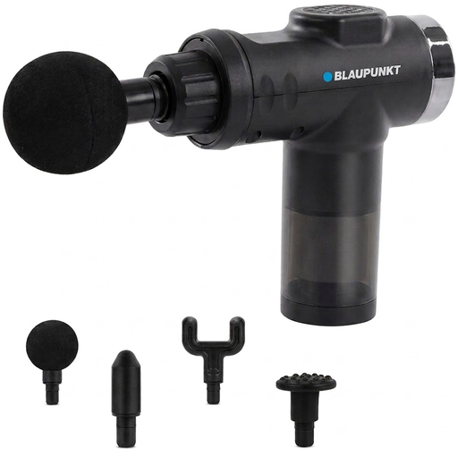 Masajeador De Pistola Blaupunk 4 En 1 Recargable Inalambrico Con Acc Negro