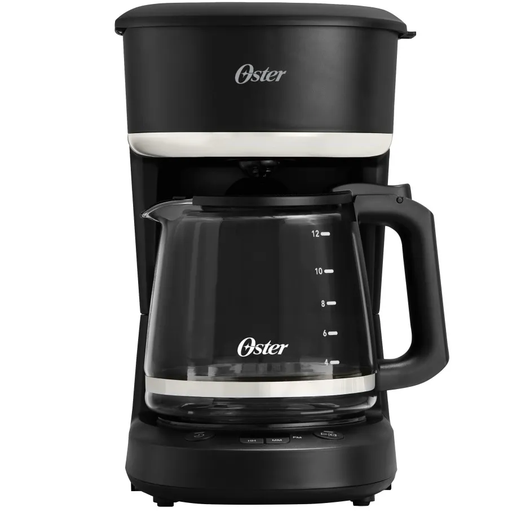 Cafetera Oster 12 Tazas Programable Pantalla LED Funcion De Pausa Y Servir Negro Y Blanco