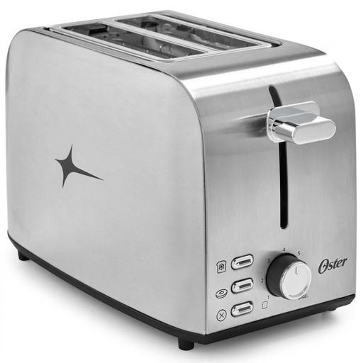 Tostadora De Pan Oster 2 Rebanadas Ranuras Extra Anchas 7 Niveles 800W Acero