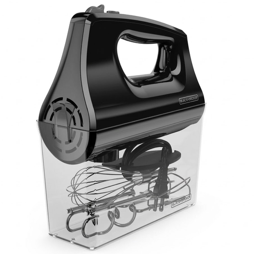 Batidora De Mano Black+Decker 5 Vel Funcion Turbo Con 3 Batidores 2 Ganchos Y Estuche De Almacenamiento 250W Negro