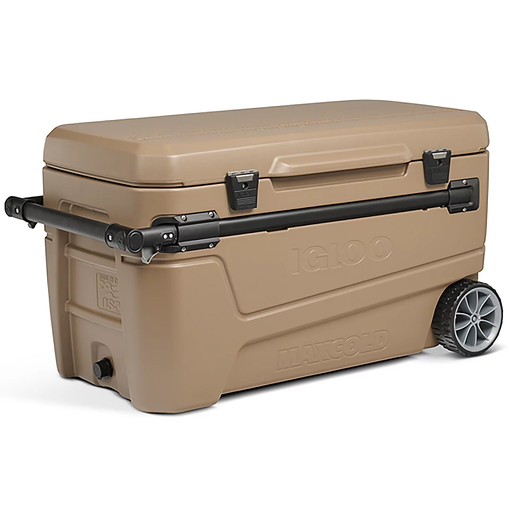 Cava Igloo Sunset Glide 104 Lts 110 Qt 168 Latas Con Ruedas Asa Telescopica Tecnologia MaxCold Marron