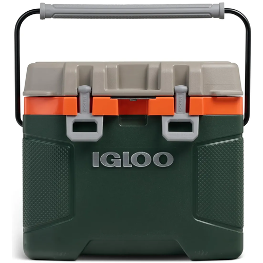 Cava Igloo Trailmate 23 Lts 25 Qt 38 Latas Con Asa Portavasos Y Abridor De Botellas Verde Beige Y Naranja