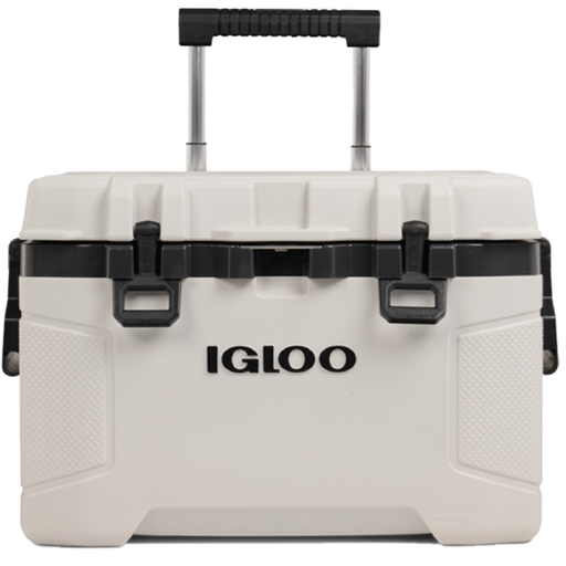 Cava Igloo Trailmate 49 Lts 52 Qt 80 Latas Con Ruedas Asa Telescopica Portavasos Y Abridor De Botellas Blanco Hueso
