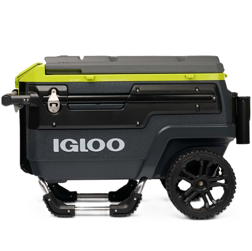 Cava Igloo Trailmate Journey 66 Lts 70 Qt 112 Latas Con Ruedas Asa Telescopica Cesta Y Bandeja Gris Y Verde