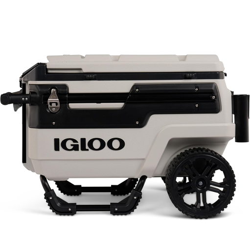 Cava Igloo Trailmate Journey 66 Lts 70 Qt 112 Latas Con Ruedas Asa Telescopica Cesta Y Bandeja Blanco Hueso