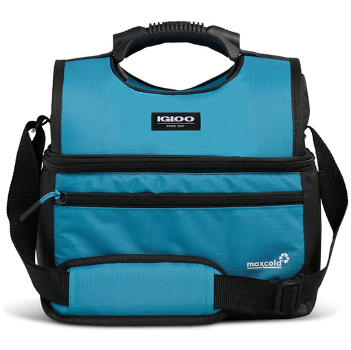 Lonchera Termica Igloo Latitude Gripper 16 Latas 2 Compartimientos MaxCold Azul Y Negro