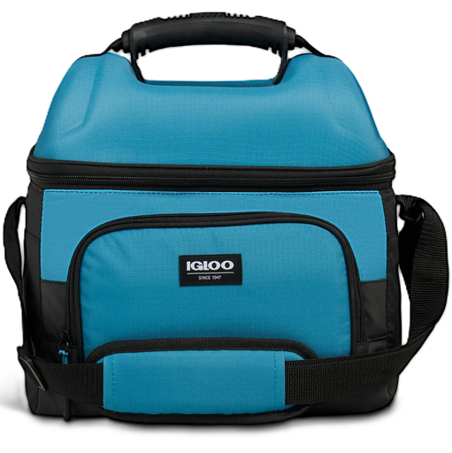 Lonchera Termica Igloo Latitude Hardtop Gripper 22 Latas 2 Compartimientos MaxCold Azul Y Negro