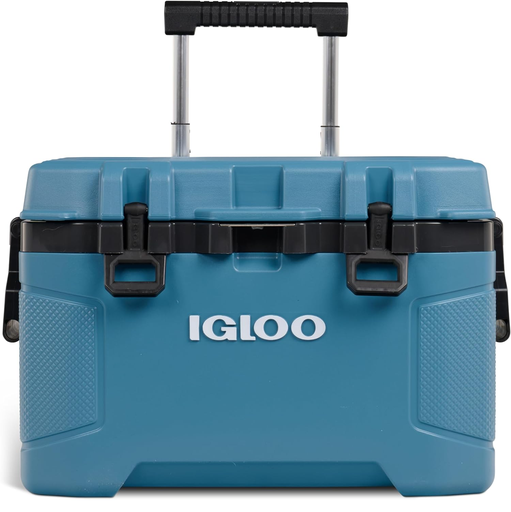 Cava Igloo Trailmate 49 Lts 52 Qt 80 Latas Con Ruedas Asa Telescopica Portavasos Y Abridor De Botellas Azul