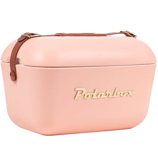 Cava Polarbox Gold 20 Lts 30 Latas Con Correa Ajustable Rosado Coral  Y Marron