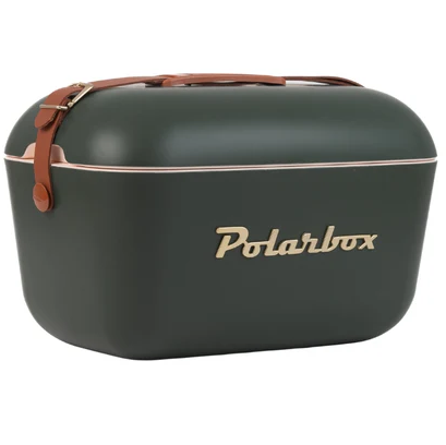 Cava Polarbox Gold 20 Lts 30 Latas Con Correa Ajustable Verde Oscuro Y Marron