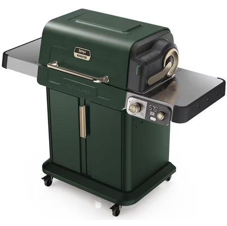 Parrillera A Gas Y Sistema De Cocina Ninja FlexFlame 5 En 1 Con Tecnologia CyclonicHeat-iQ Y Woodfire Verde