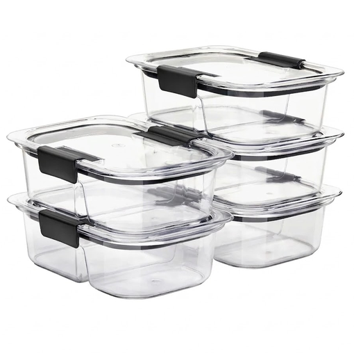 Juego De Envases Rubbermaid Brilliance 10 Pzas Con 2 Compartimientos Transparente