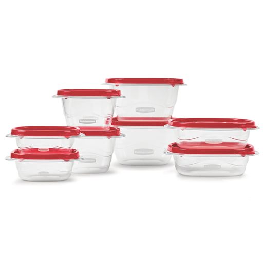 Juego De Envases Rubbermaid TakeAlongs 16 Pzas Transparente Y Rojo
