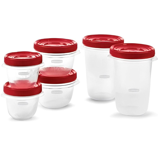 Juego De Envases Rubbermaid TakeAlongs 12 Pzas Transparente Y Rojo
