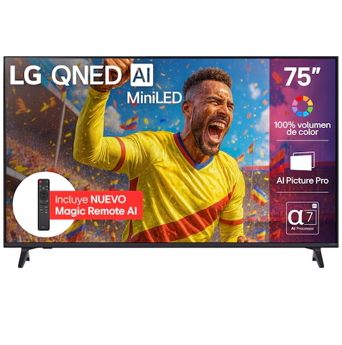 TV 75" LG AI QNED UHD 4K Smart Procesador Alpha7 AI 4K Gen8 Con Dynamic Color