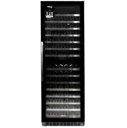 Vinera Vetrux 59 Cm 155 Botellas Doble Zona Luz Led Negro Y Acero