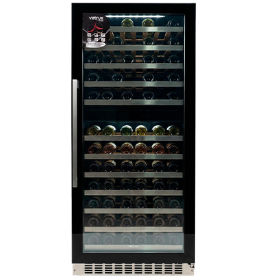 Vinera Vetrux 59 Cm 92 Botellas Doble Zona Luz Led Negro Y Acero
