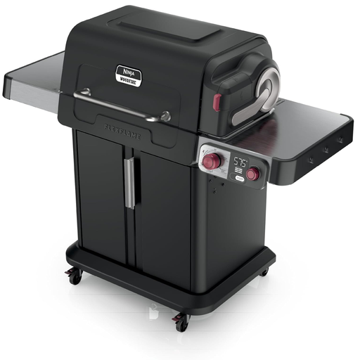Parrillera A Gas Y Sistema De Cocina Ninja FlexFlame 5 En 1 Con Tecnologia CyclonicHeat-iQ Y Woodfire Negro
