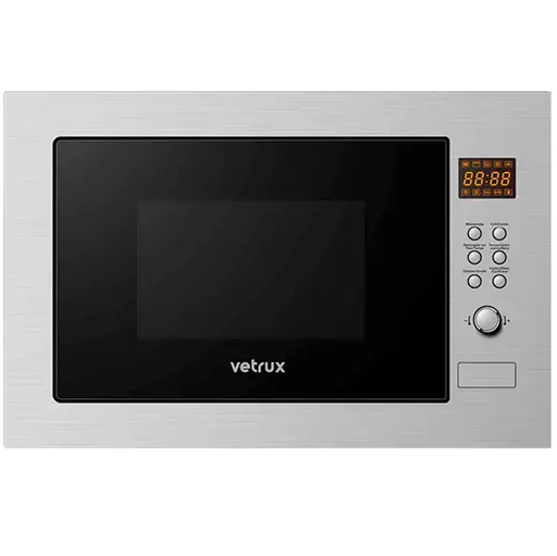 Microondas Empotrable 0.8 Pies Vetrux Blaze 60 Cm Multiples Funciones De Coccion Y Gratinador 900W Acero